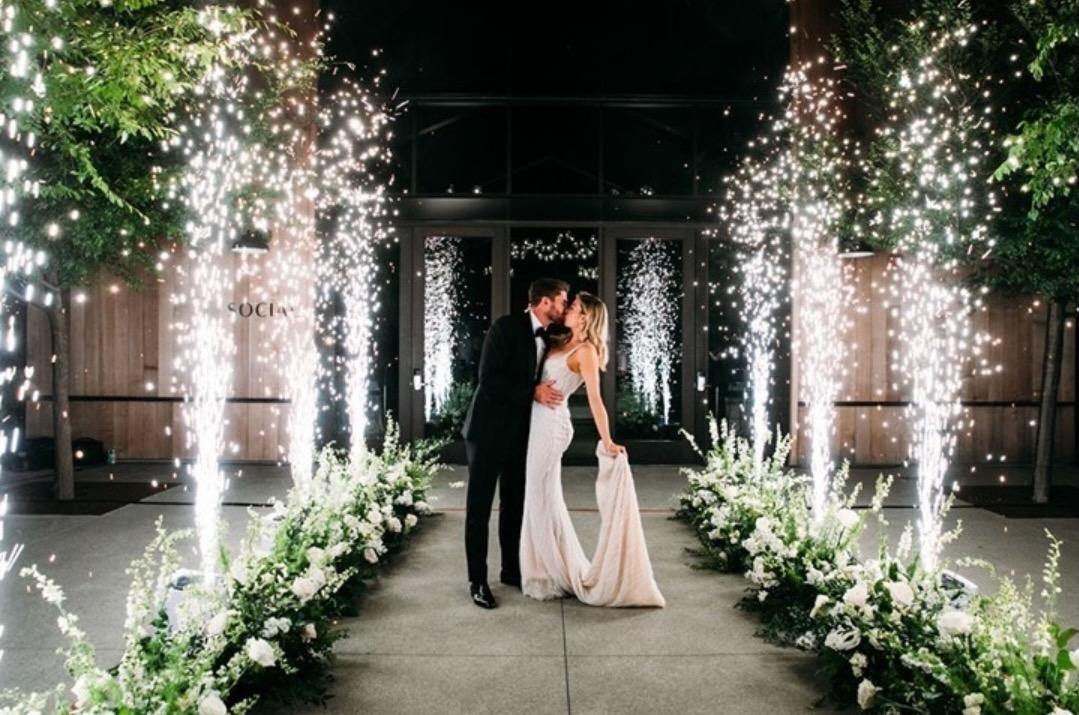 Wedding sparks send-off for the couple